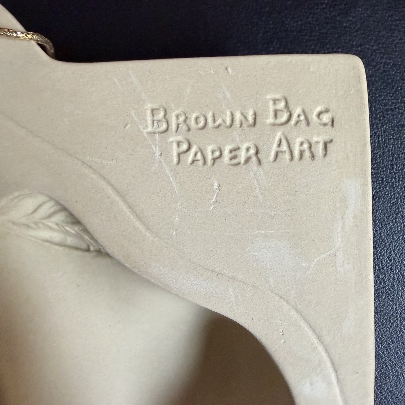 Rare Vintage Pear Paper Art Mold Brown Bag Cookie Mold Casting Ornament Holiday