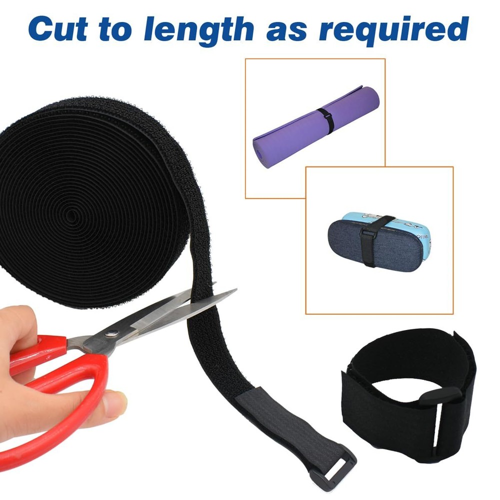 20Ft Hook and Loop Straps Reusable Cable Ties Cinch Straps with Buckles