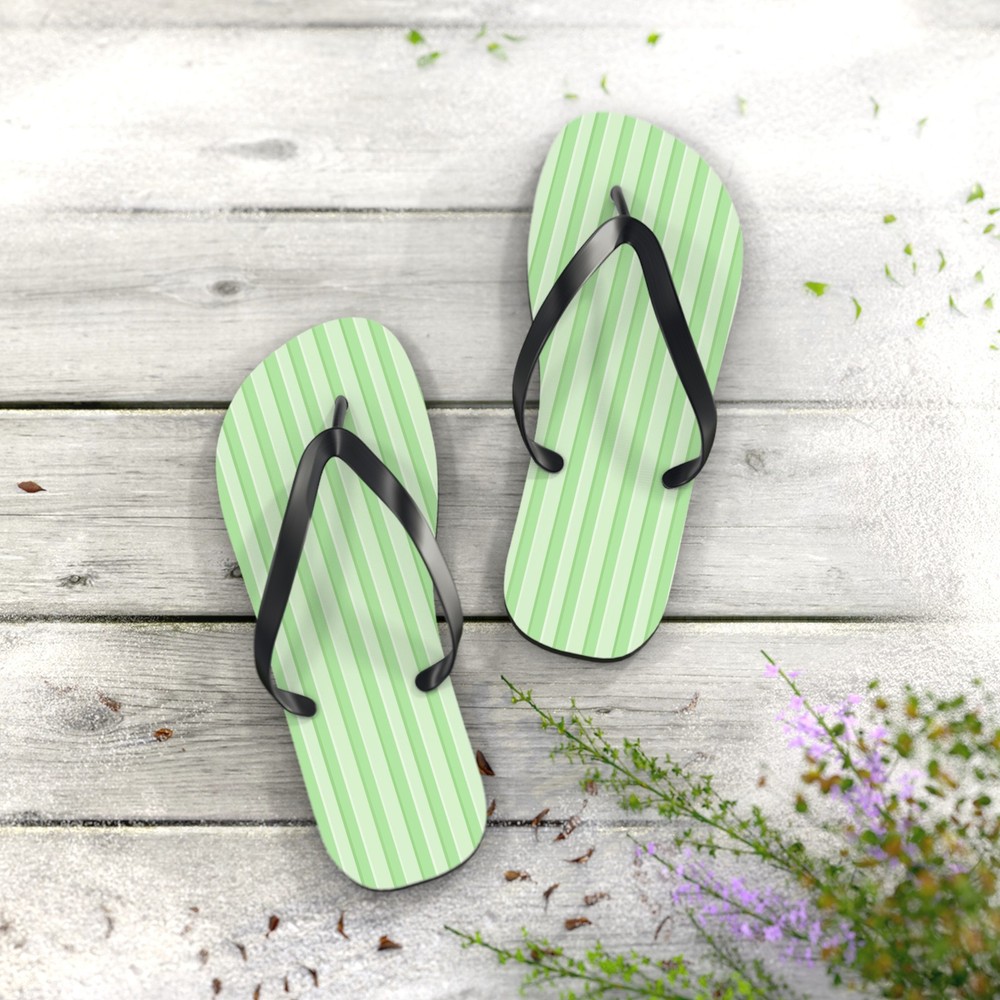 Mint Green Stripes Flip Flops – Beach Sandals