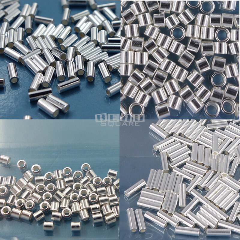 100PC Solid Sterling Silver Tube Spacers / End Crimp Beads [1.5mm - 5mm]