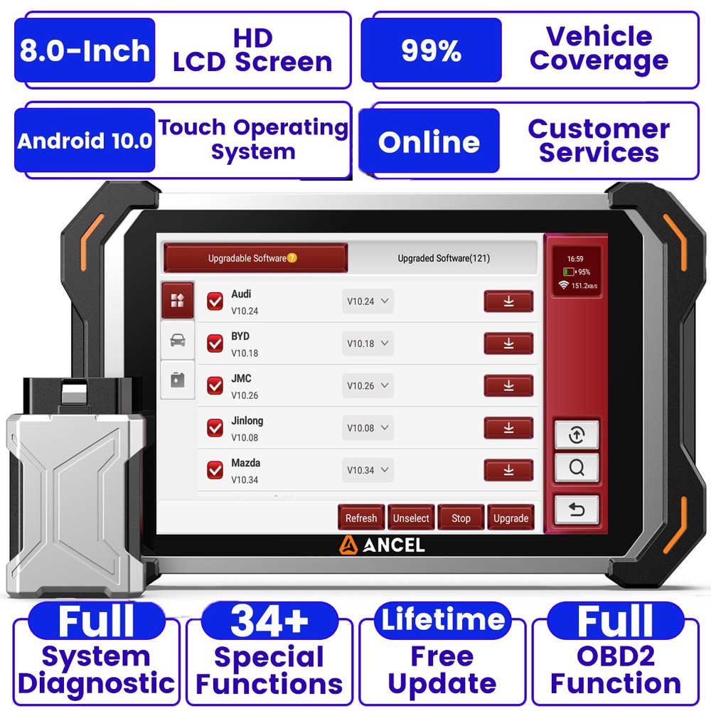 ANCEL DS600 BT OBD2 Scanner All System Diagnostic Tool IMMO/Key Programming