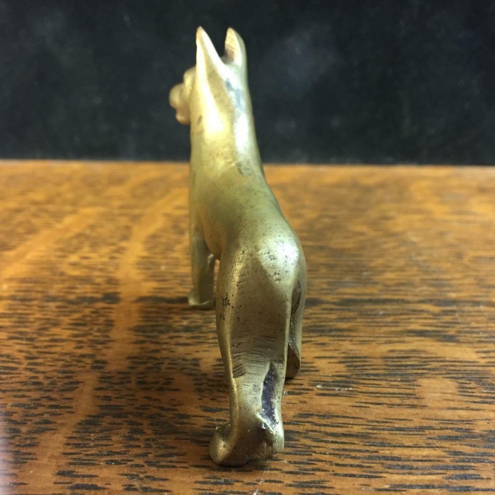 Vintage 2" Solid Brass GERMAN SHEPHERD Miniature Figurine Statue Dog