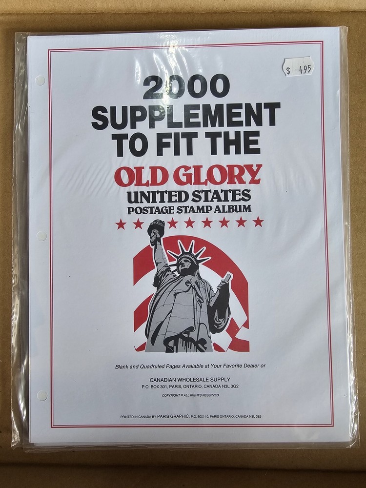 2000 CWS Canadian Wholesale Supply Supplement Pages To Fit OLD GLORY NOS