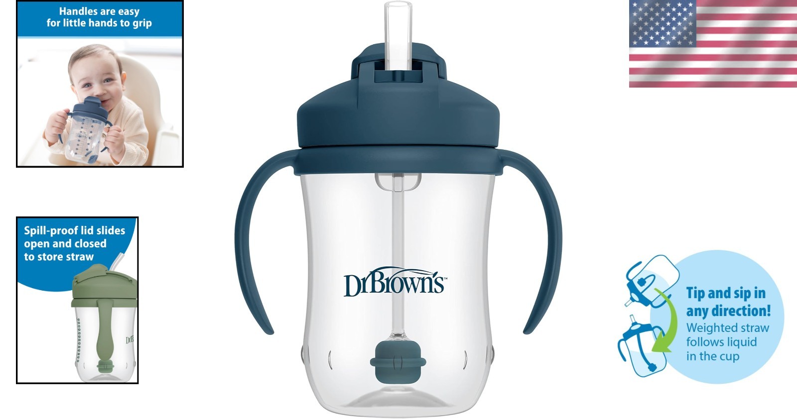 Spill-Proof Baby Straw Cup with Sliding Lid – 9oz BPA-Free for Travel & Home