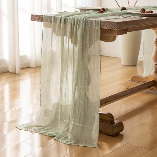 Spring Easter Cheesecloth Table Runner20 Inch0 FT Rustic Boho 1 Sage Green