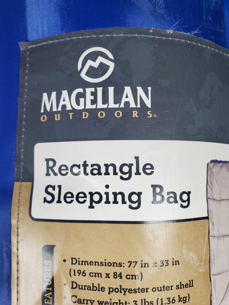 Magellan Outdoors Rectangular Sleeping Bag 45 Degrees 77" x 33" Blue