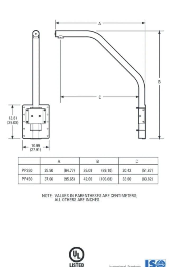 Pelco PP450 Parapet Adapter Mount Compatible with Intercept, Spectra, DF5
