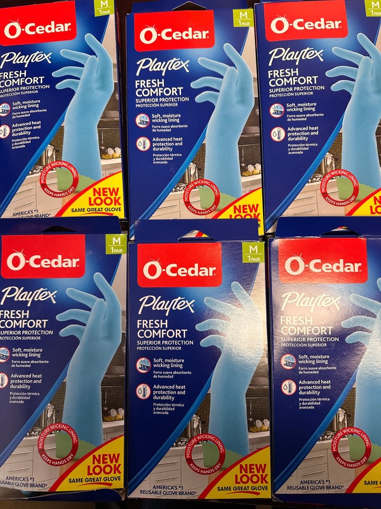 O-CEDAR PLAYTEX KITCHEN REUSABLE GLOVES 6 PAIR MEDIUM NEW