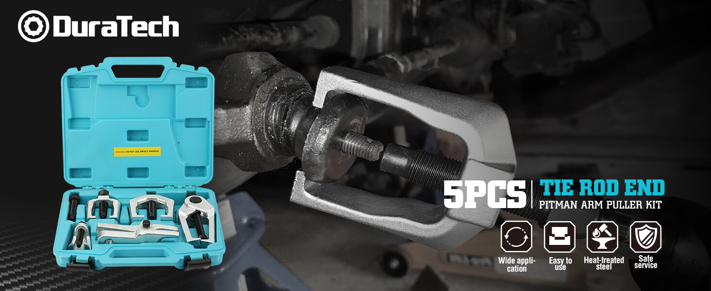 DURATECH Ball Joint Separator Pitman Arm Puller Tie Rod End 5PCS Tool Set w/Case