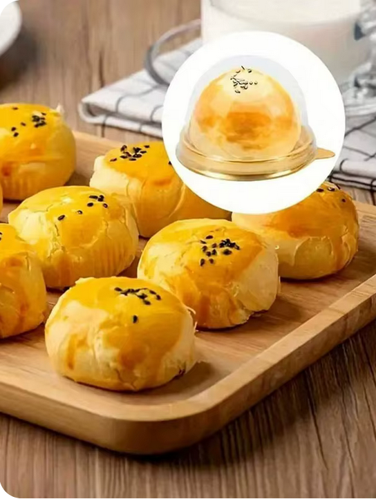 10PCS Round Pastry, Cupcake Spherical Box, Transparent Packaging(Gold)