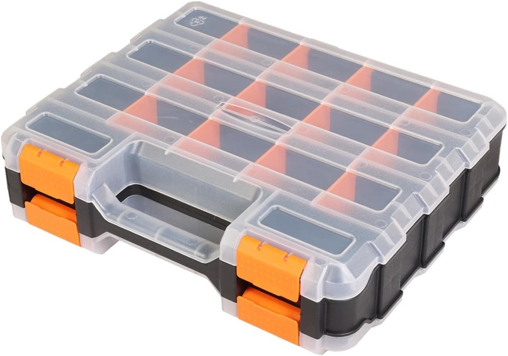 4 Pack Tool Box W/ Transparent Lid Double Side 34-Compartments Organizer Box