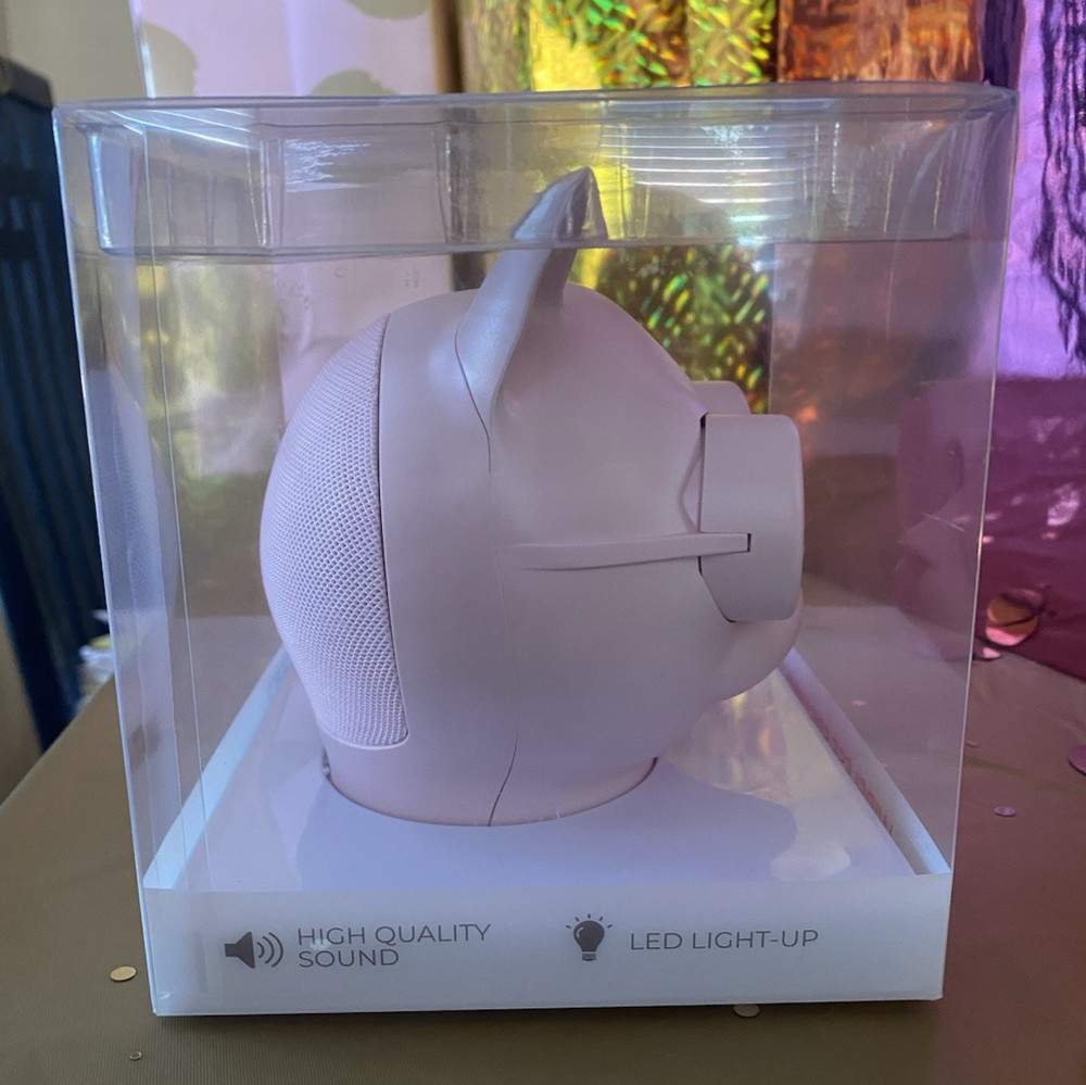 Petco Pink Cool Cat Head Wireless Bluetooth Speaker ~ USB-C Charge Cable ~ LED