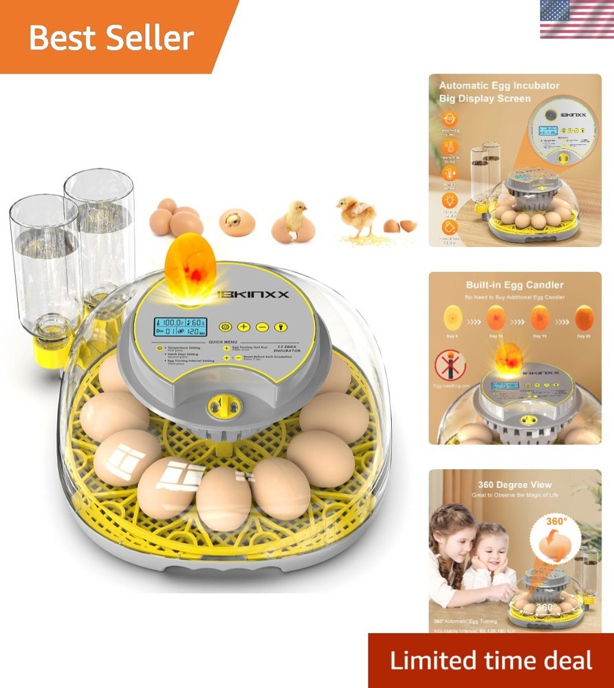 LED Egg Incubator with Automatic Turner & External Water Refilling System