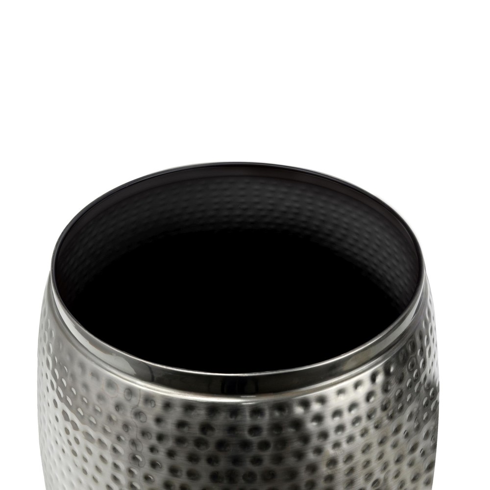 happimess SSL2001B Merida 15" Modern Rustic Hammered Metal Drum Storage Side ...