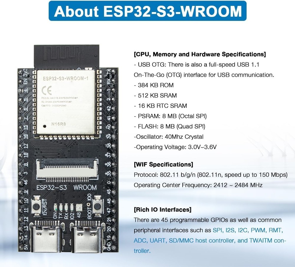 Super Starter Kit for ESP32-S3-WROOM MicroPython and C Language Programming Kit