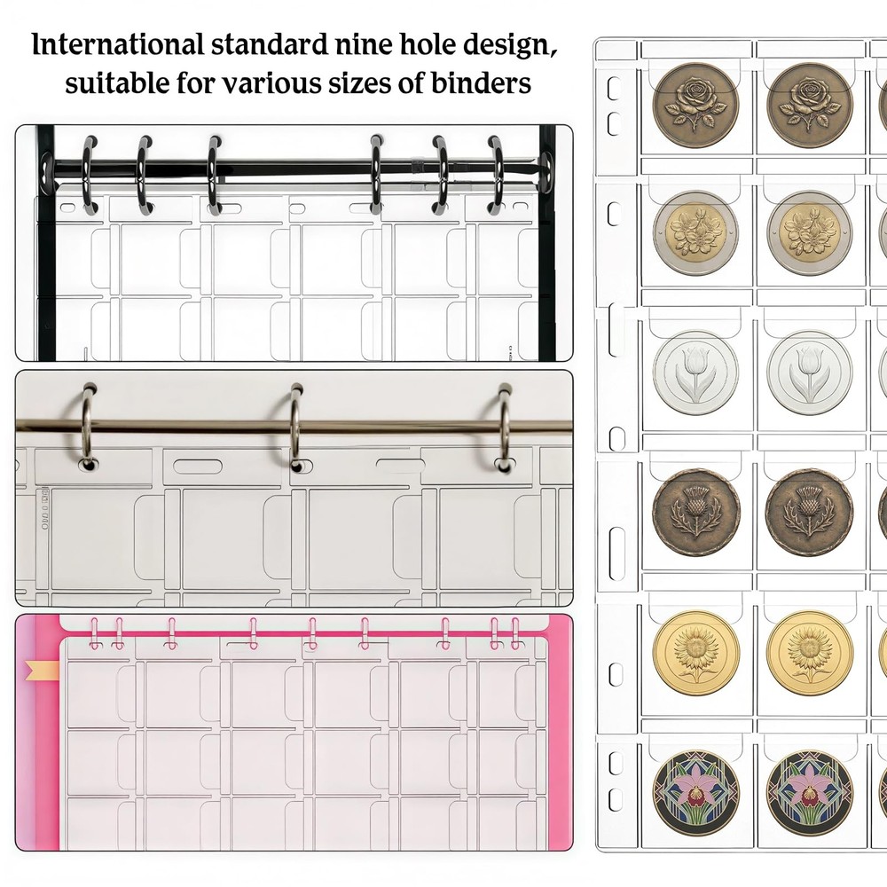 600 Pockets Coin Pages for Collectors, Standard 9-Hole Coin Collection Pages ...