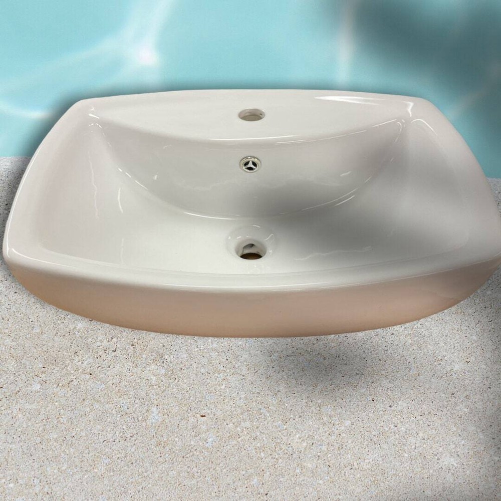 21" White Ceramic Rectangular Vessel Above Counter Sink with overflow