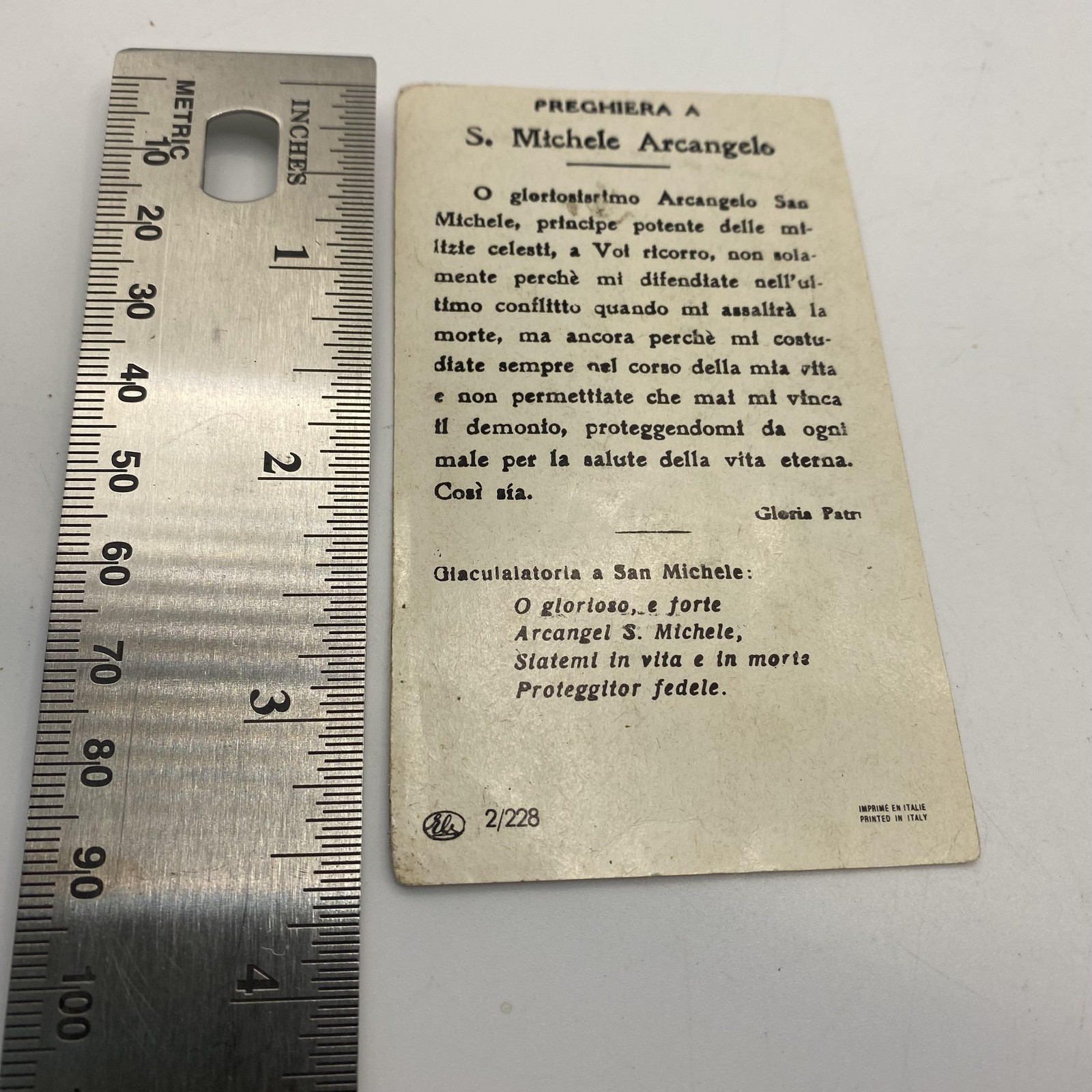 Vintage St Michael Archangel Catholic Holy Card Prayer Printed In Italy