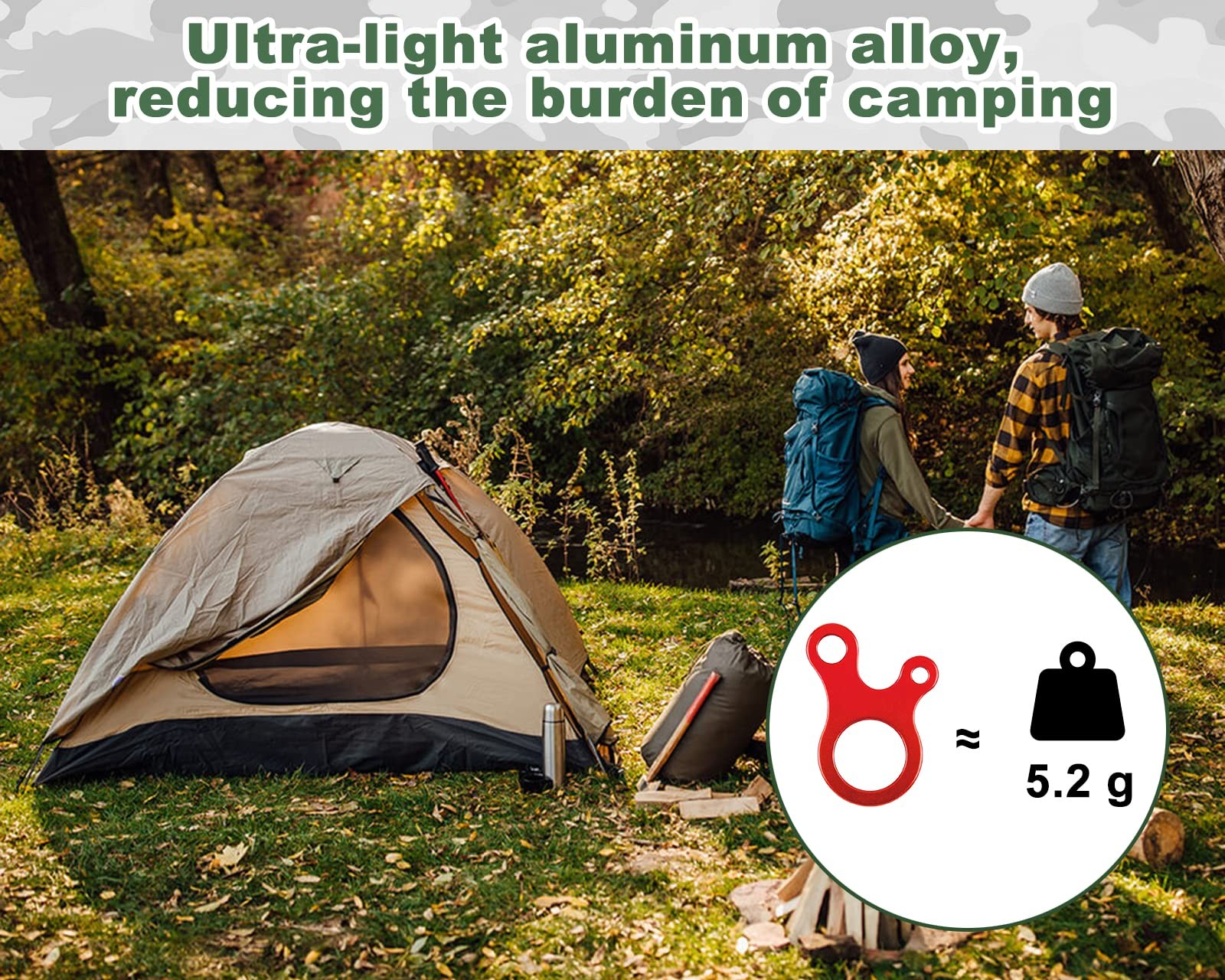 Aluminum Guyline Tensioner 20 Pieces Rope Tensioner for Outdoor Tent Camping