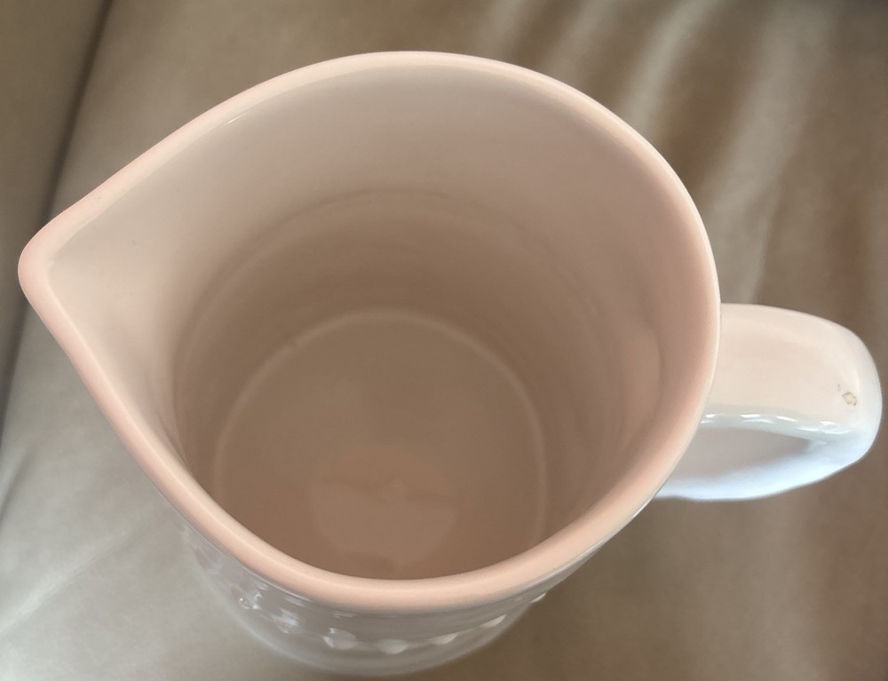 White Farmhouse Pitcher Rustic Dots Brand