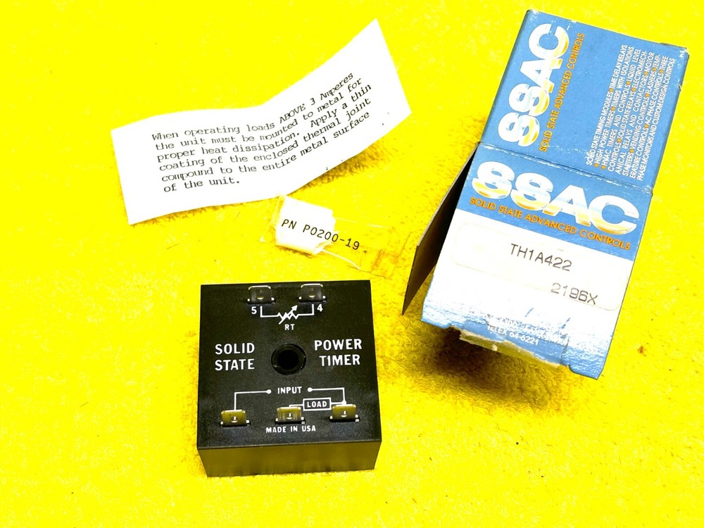 SSAC TH1A422 SOLID STATE TIMER RELAY  0.5 - 60 SEC. DELAY 120VAC 6 AMP 2196X