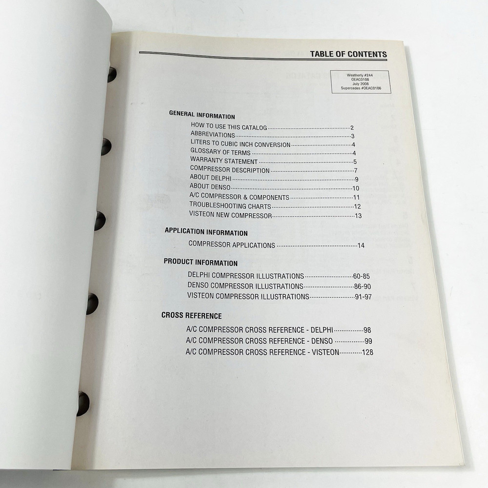 NAPA OE A/C Compressors Application Catalog OEAC0108