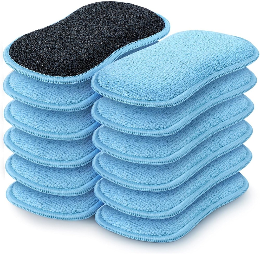 HOMEXCEL 12 Pack Multi-Purpose Scrub Sponges Kitchen, Dish Sponge, Blue