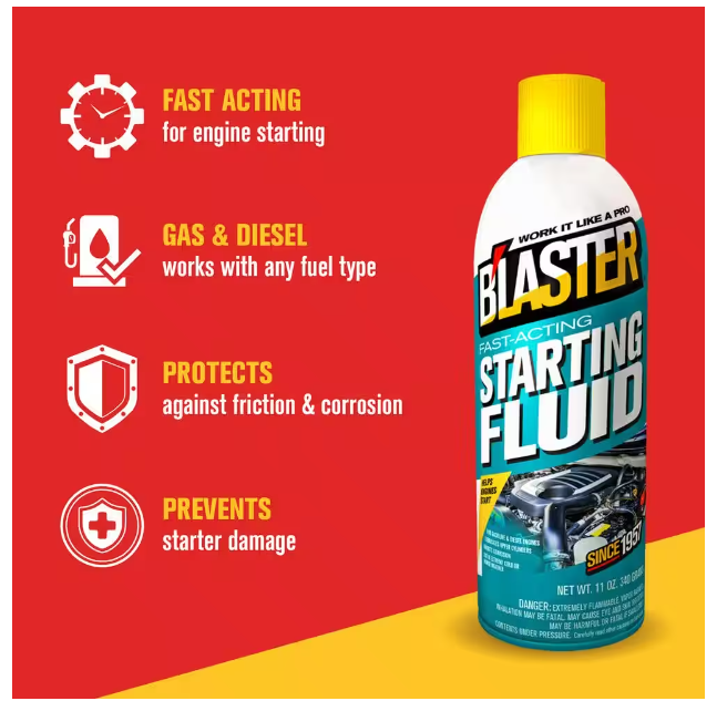 2 Pk 11oz Engine Starting Fluid Spray Fast-Acting Cold Start Boost Ether NEW