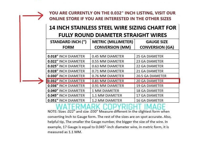 100 Pieces Stainless Steel Straight Lure Shaft Wire Form 0.032" X 14 Inch Long