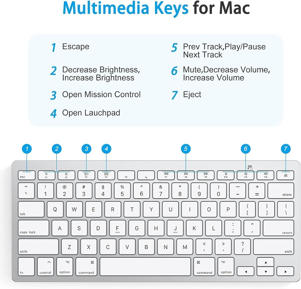 Bluetooth Keyboard - Stable Connection - Ergonomic Design - Shortcut Keys