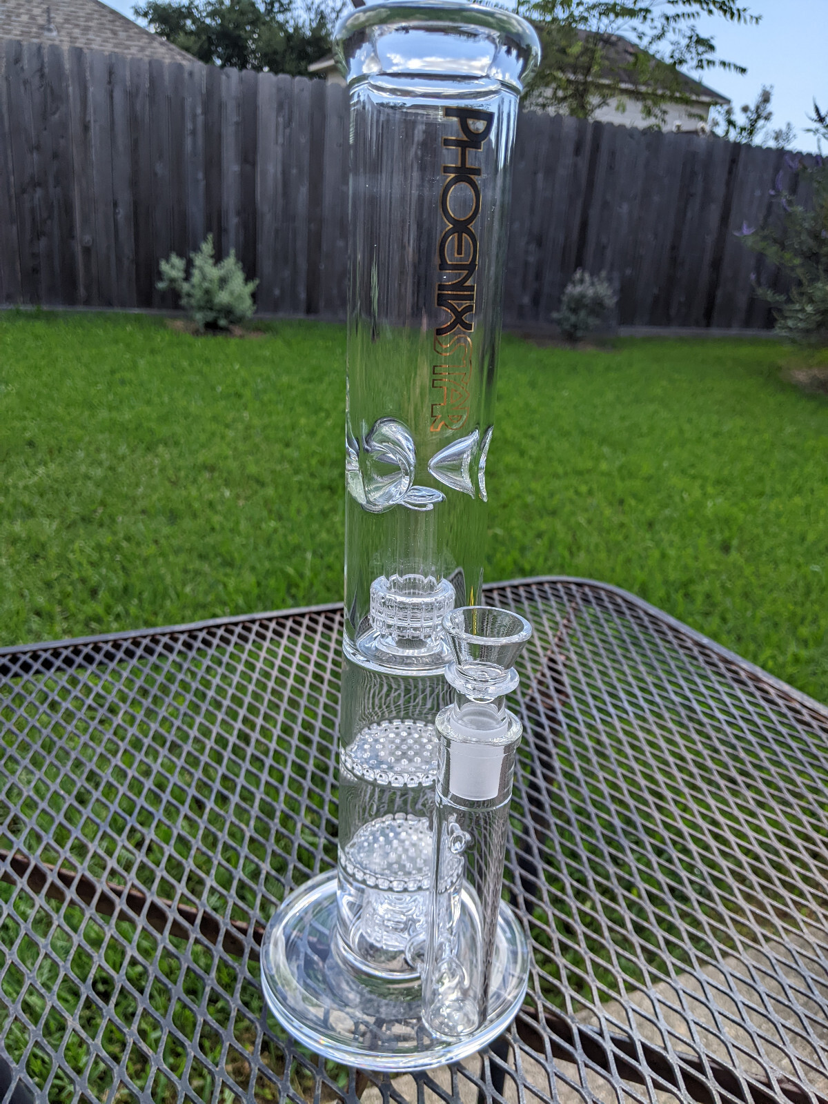 14" inch Glass Water Pipe Bong 4 Percolators - 2 Honeycomb Percs + 2 Matrix Perc
