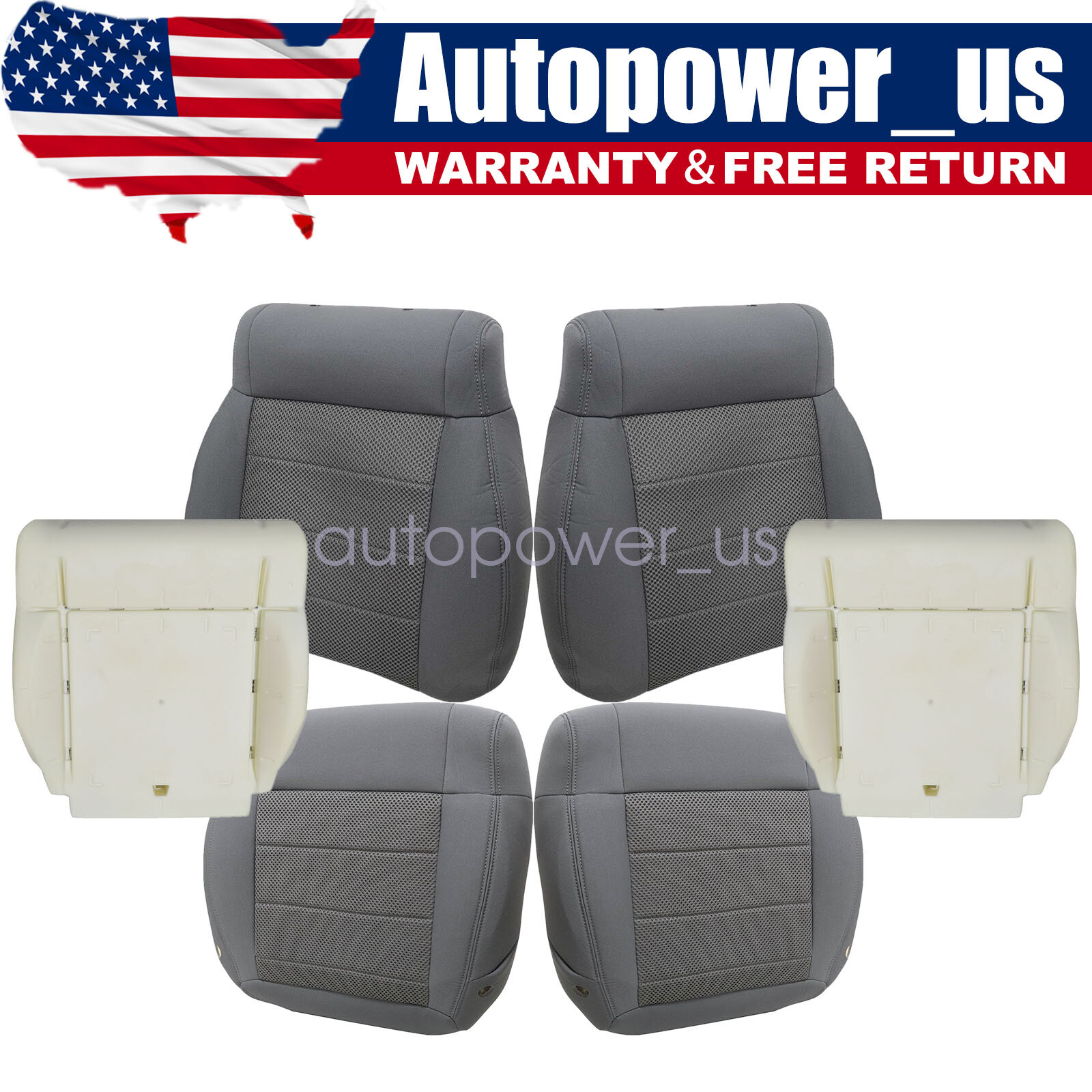 For 2008-2010 Jeep Wrangler Sahara Rubicon Front Cloth Seat Cover & Foam Cushion