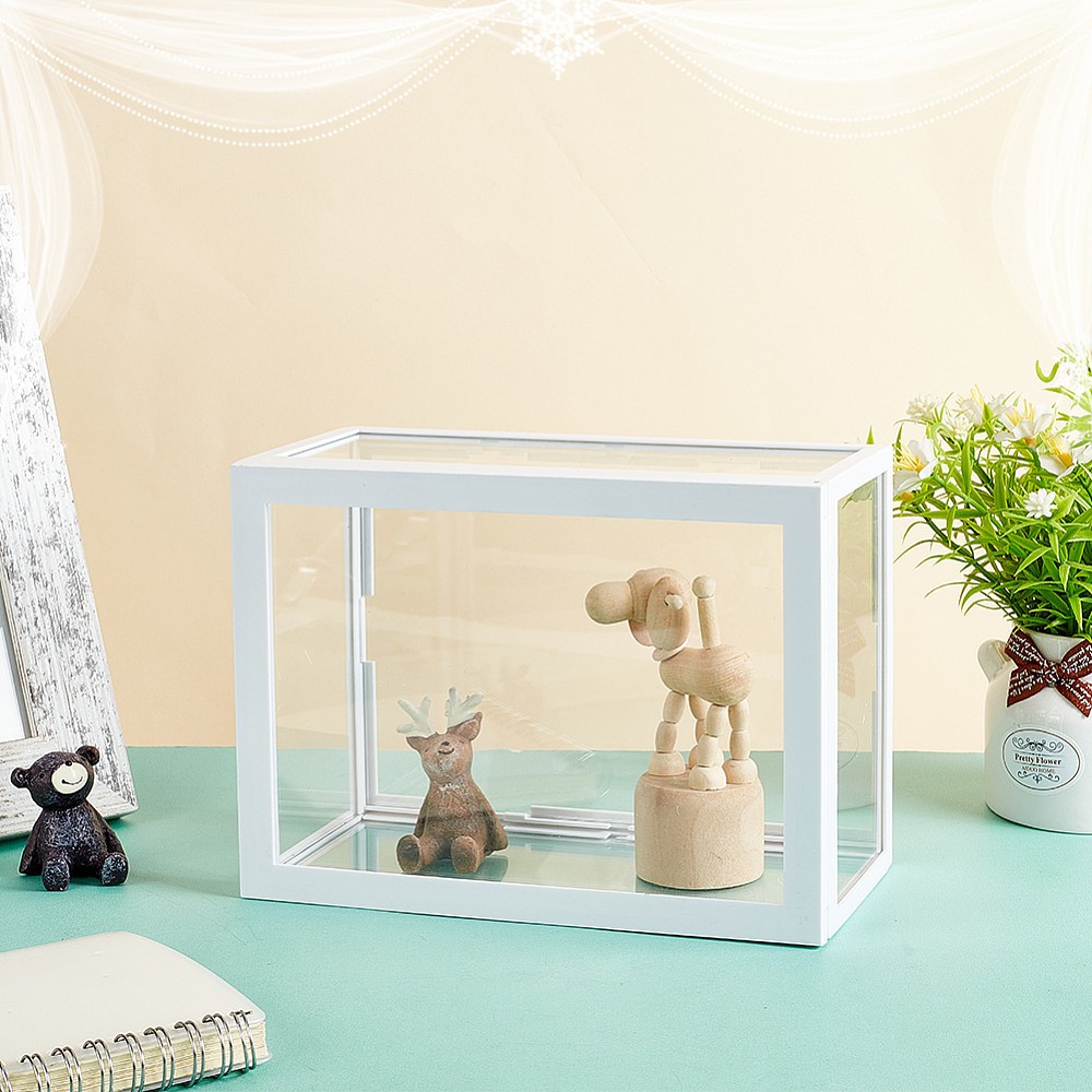 1bag ABS Plastic with Clear Glass Minifigures Display Case Dustproof