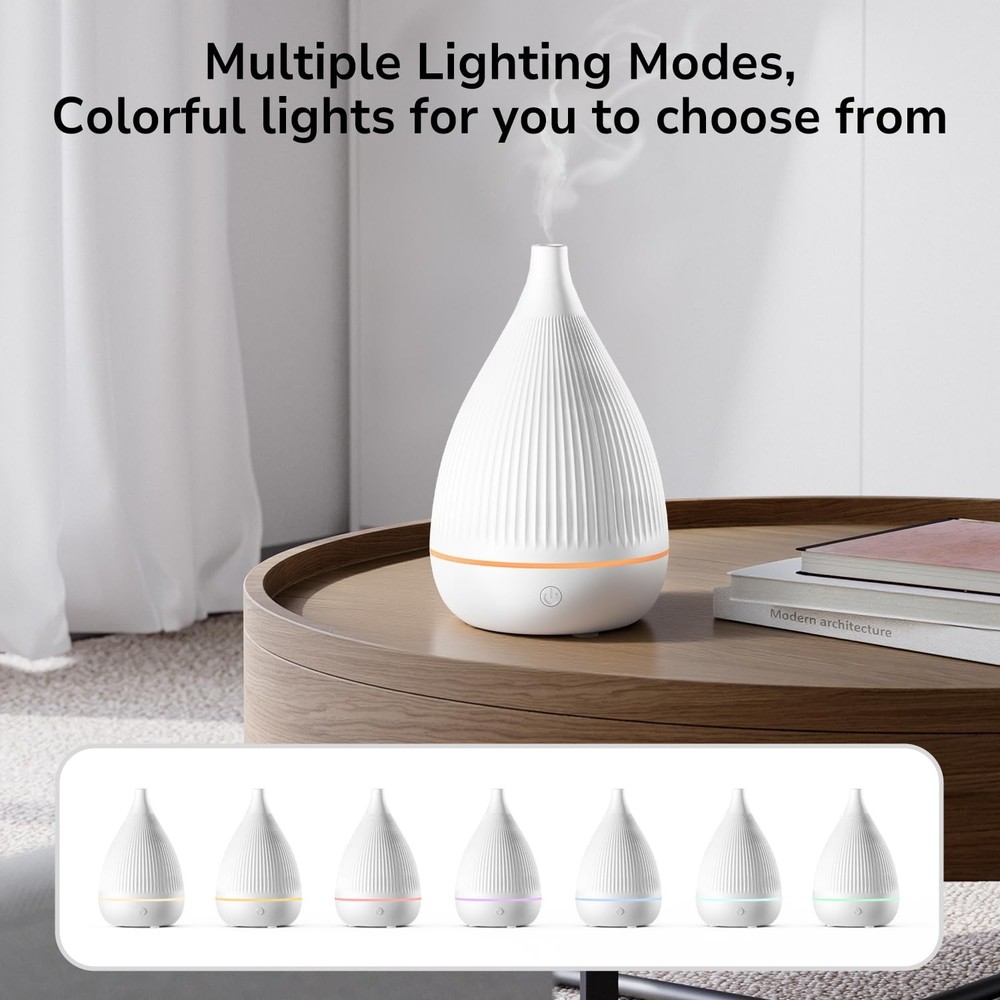 Ultrasonic Essential Oil Diffuser, Home Fragrance Aroma Diffuser with White