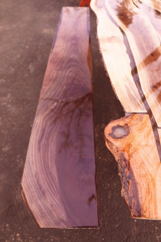 Handcrafted Walnut Bench 85” – Live Edge Solid Wood Rustic Farmhouse – Pickup