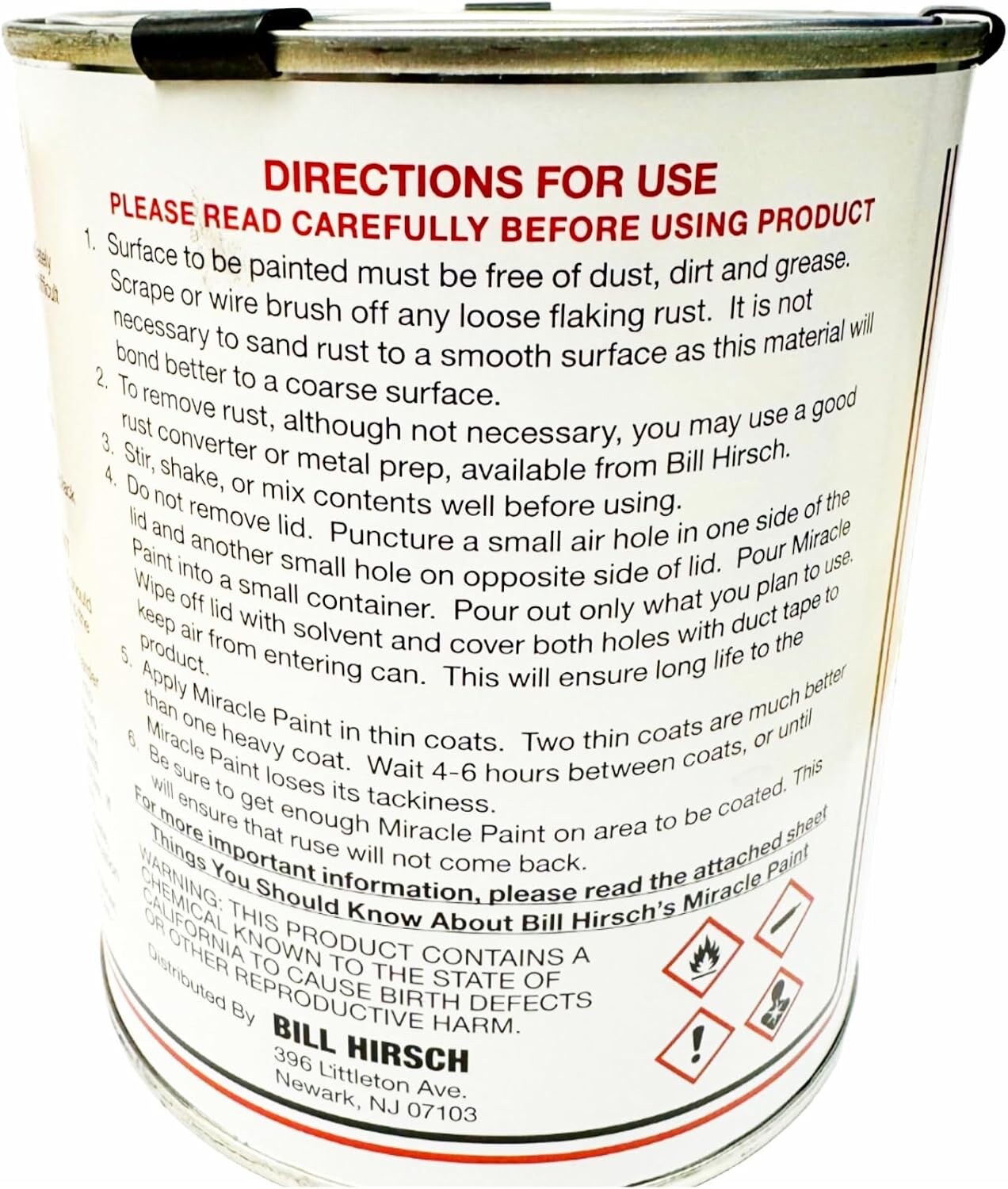 Bill Hirsch Miracle Paint Quart Black