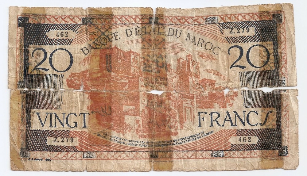 Morocco 20 francs ND (1943)
