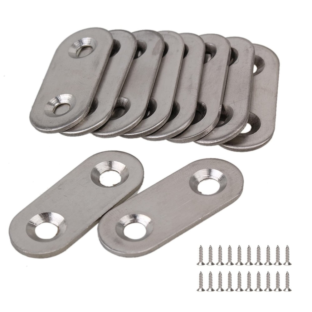 RDEXP 10pcs Stainless Steel Flat Corner Brace Brackets Mending Plates Silver