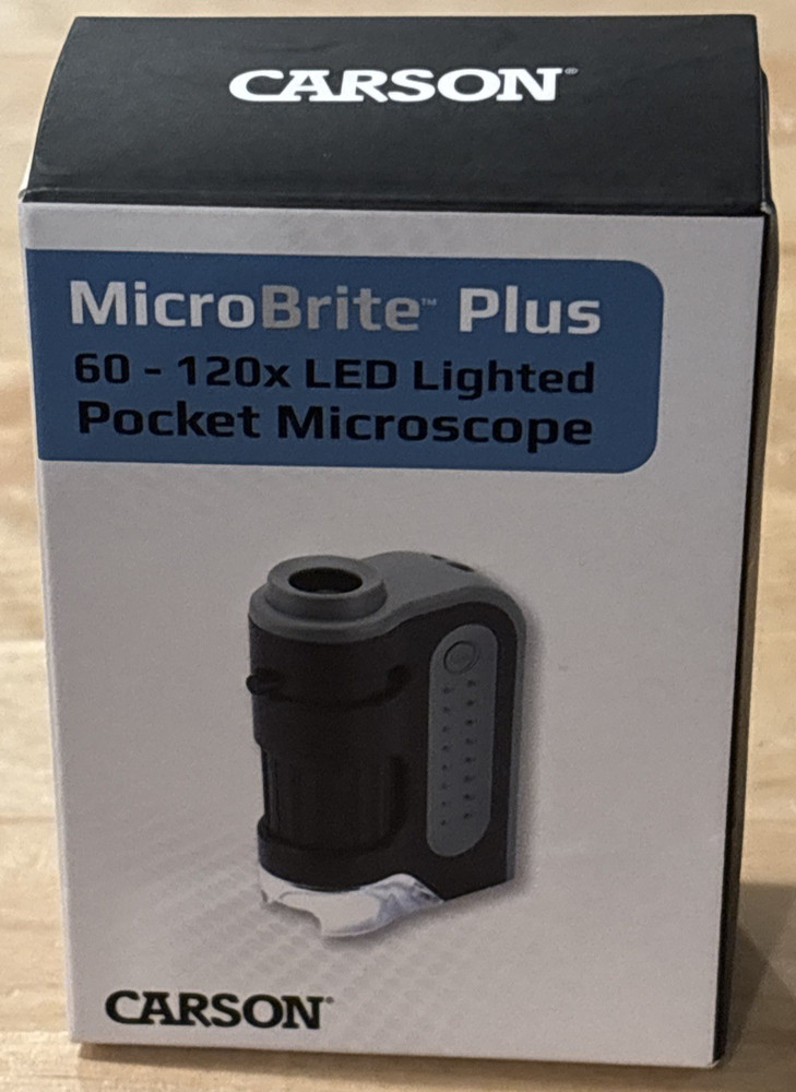 Carson MicroBrite Plus Led Pocket Microscope 60X 120X; New in Box!