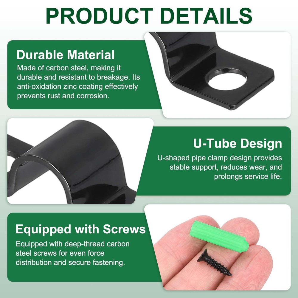 20Pcs 10mm(3/8") Two Hole Pipe Strap, U Brackets Conduit Clamp