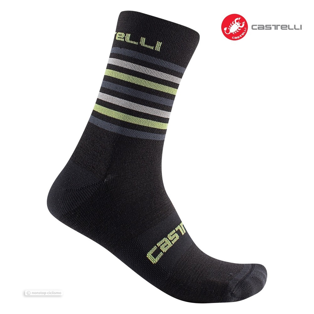 Castelli GREGGE 15 Wool Socks : BLACK/DARK GREY - One Pair