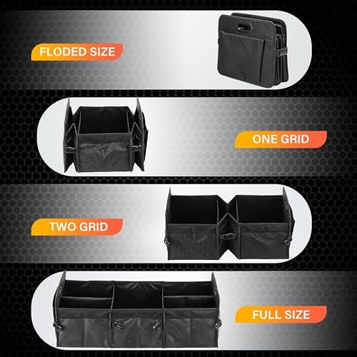 Multi Compartments Collapsible Car Trunk Organizer, 1 Pack Black New 3 Compart