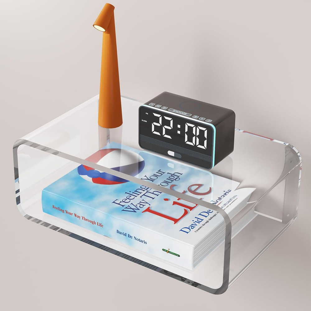 Modern Floating Acrylic Nightstand - Space-Saving Wall-Mounted Shelf