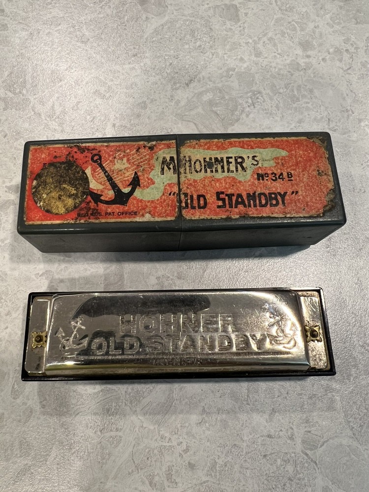 M. Hohner Harmonica Old Standby No. 34B Vintage With Case Key E.