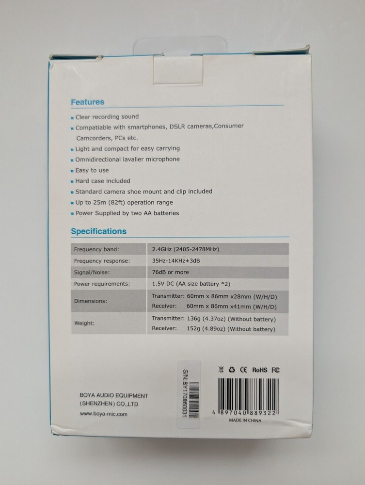 BOYA Wireless Microphone Kit BY-WM4