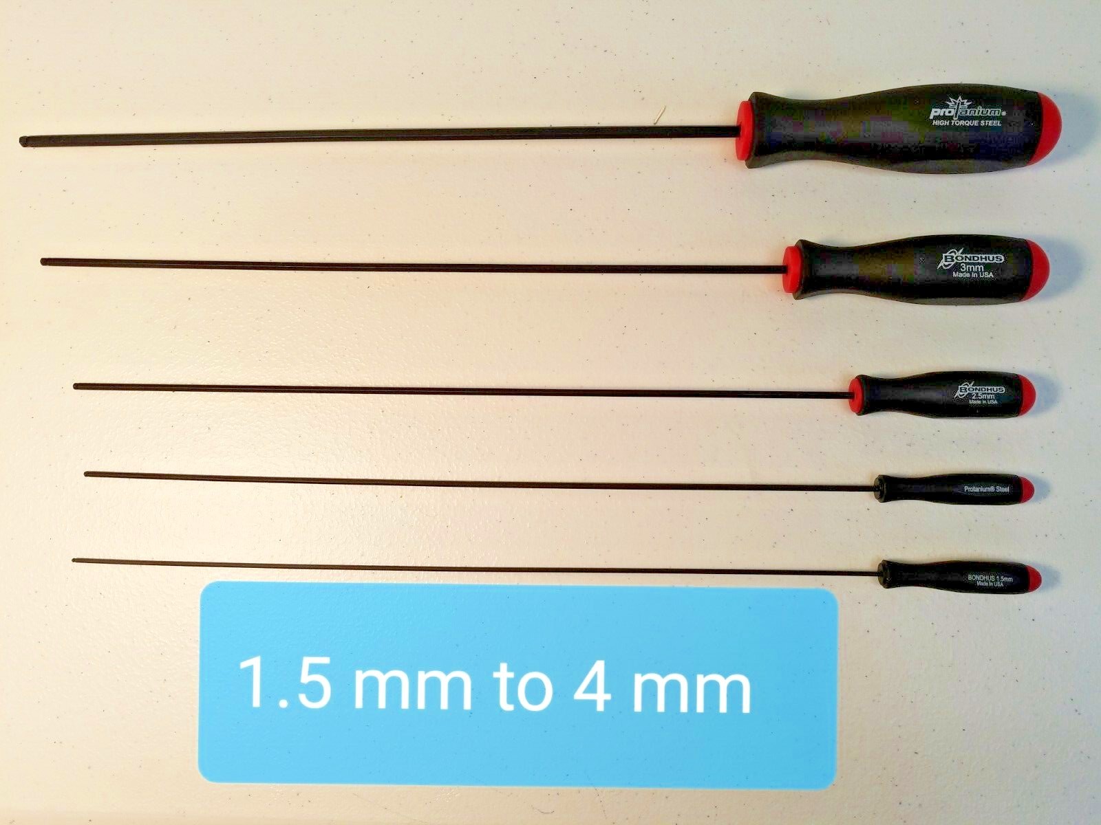 Bondhus Hex Key Extra Long Ball Drivers (Allen) Hex, With Telescoping Magnet