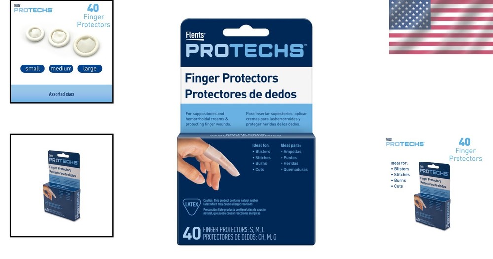 Protechs Durable Finger Protectors & Toe Cots - 40 Count, Assorted Sizes S/M/L