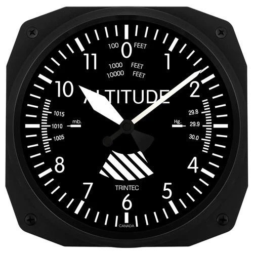 Trintec 10" Classic Altimeter Instrument Style Clock