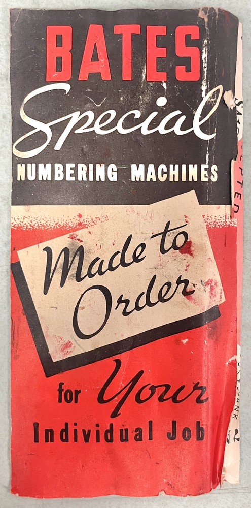 Bates Five Movement Numbering Machine: sequential stamp device six wheel style E