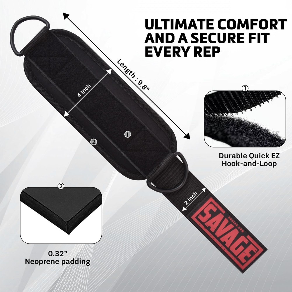 Ankle Strap for Cable Machine Attachments | Gym Ankle Brace for Kickbacks, Gl...